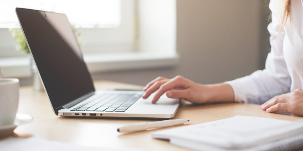 Woman working on laptop