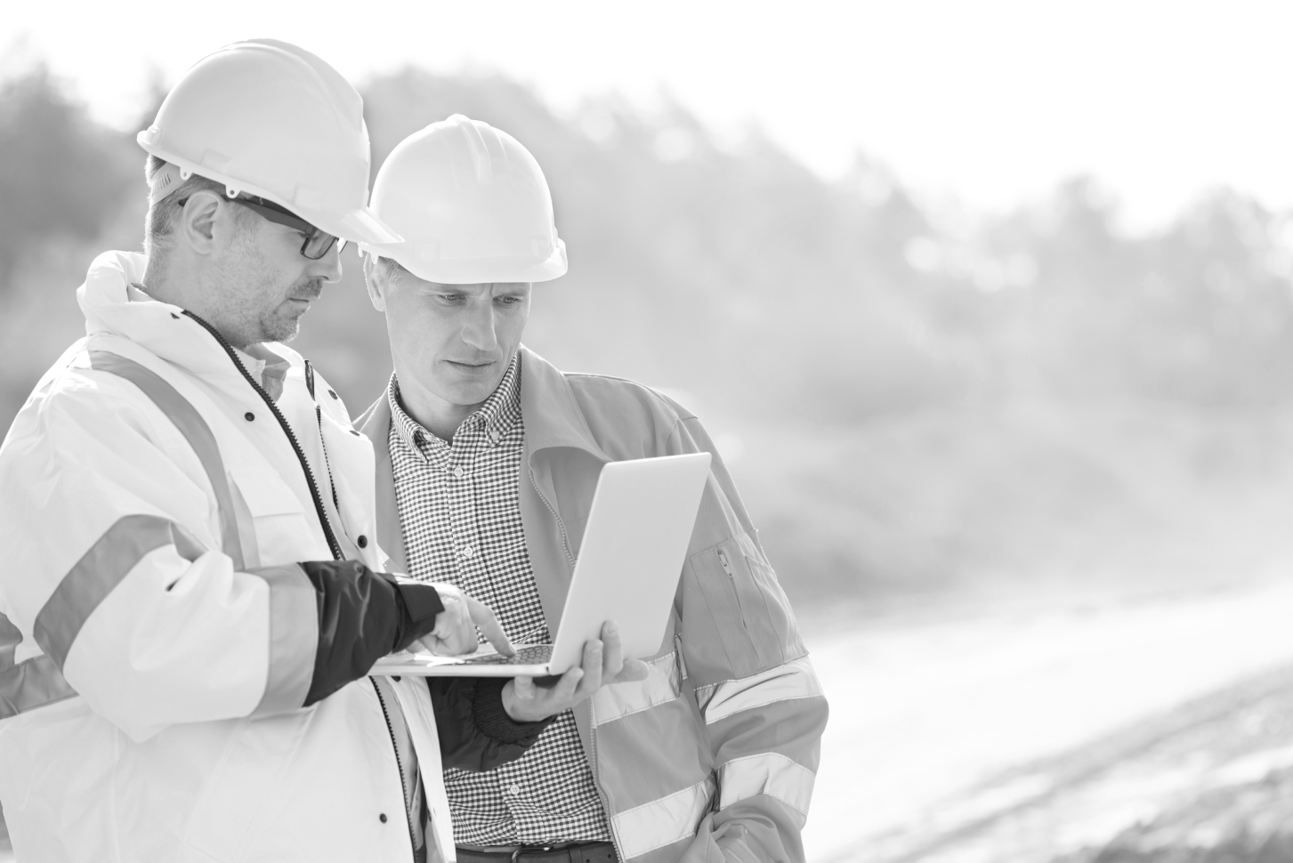 Workers in hard hats on a construction site