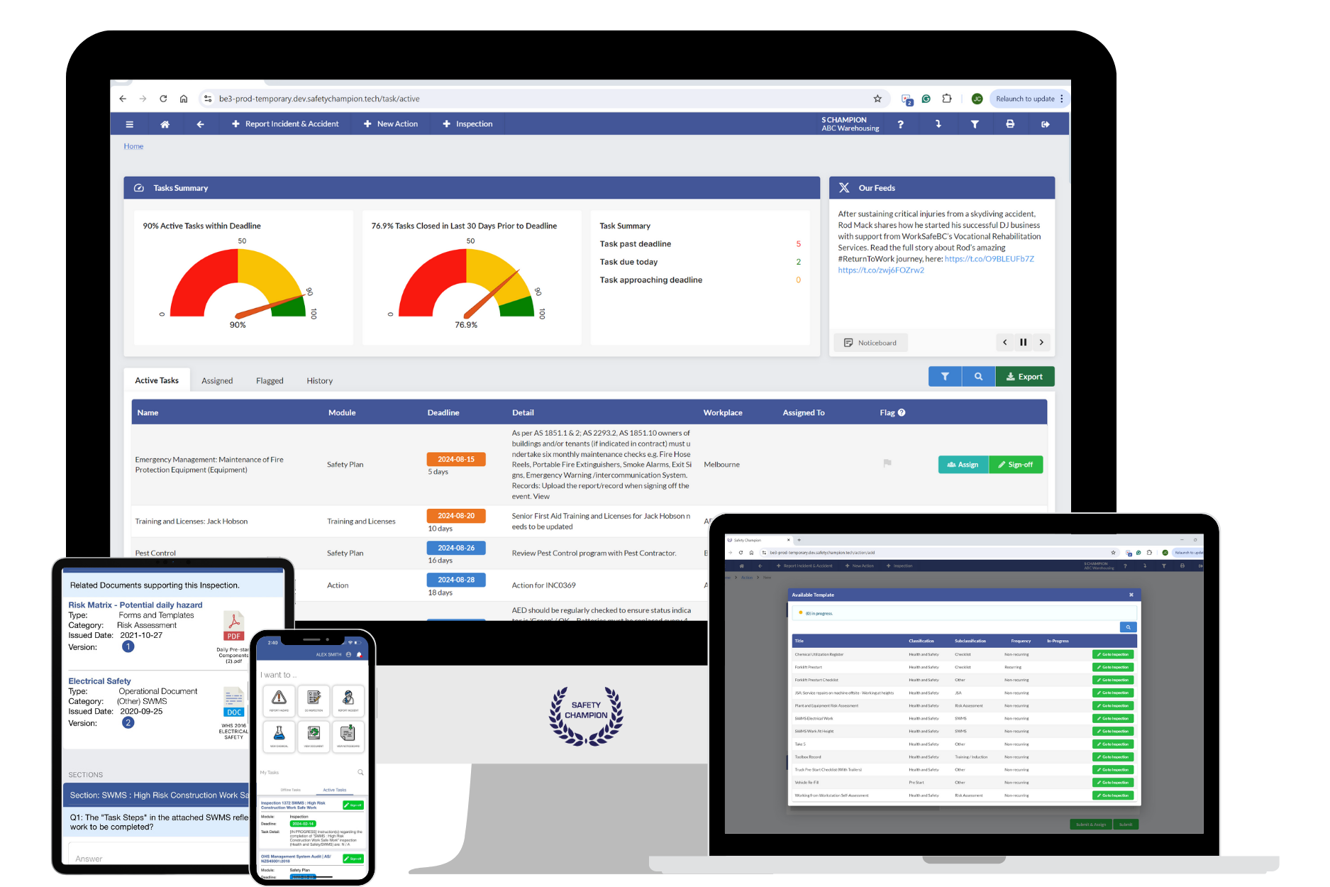 Safety Champion Software dashboard