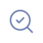 A blue magnifying glass icon with a checkmark inside the lens on a light gray background, representing Recommended Safety Software.